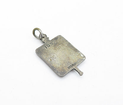 925 Sterling Silver  Vintage Antique Enamel S.J Tilden H.S Pendant  PT4821