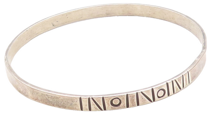 MEXICO 925 Sterling Silver  Vintage Dark Tone Etched Bangle Bracelet  BT1899