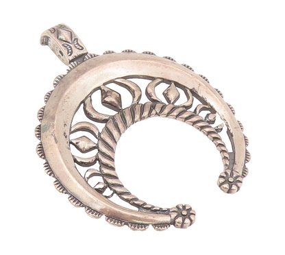 925 Sterling Silver Vintage Pendant CAROLYN POLLACK Carved C Shape Roped PT22796