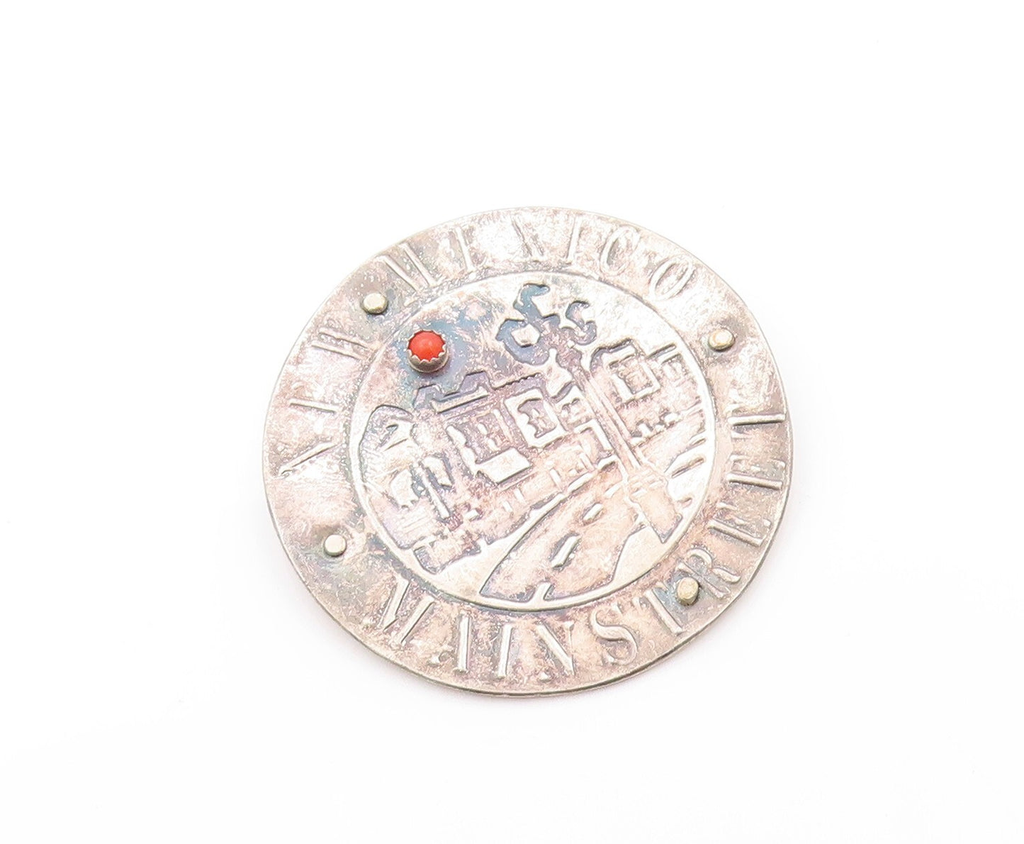 925 Sterling Silver Vintage Brooch Carnelian New Mexico Mainstreet  BP11503