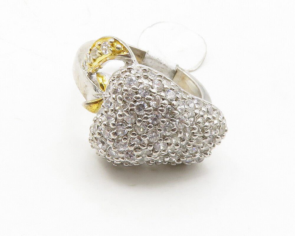 925 Sterling Silver  Cubic Zirconia 2 Tone Fruit Cocktail Ring Sz 6  RG13780