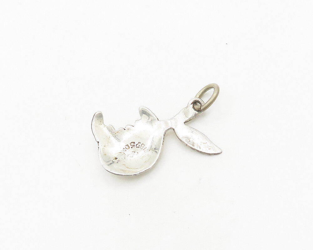 925 Sterling Silver  Vintage Shiny Bitten Apple Fruit Motif Pendant  PT15359