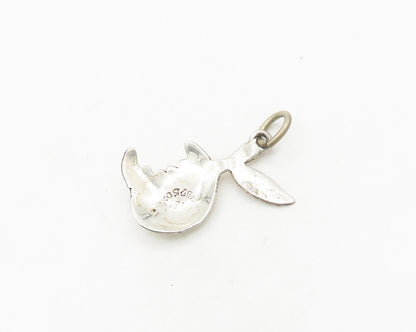 925 Sterling Silver  Vintage Shiny Bitten Apple Fruit Motif Pendant  PT15359