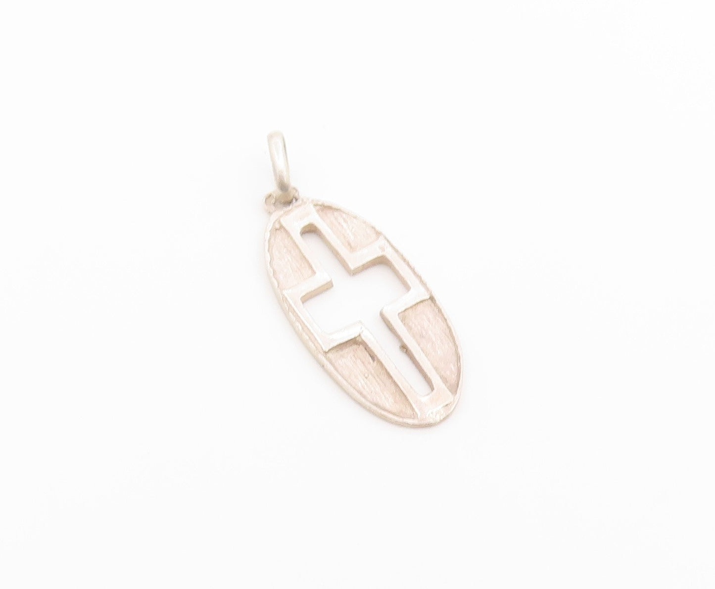 925 Sterling Silver Vintage Pendant Minimalist Cutout Religious Cross  PT26584