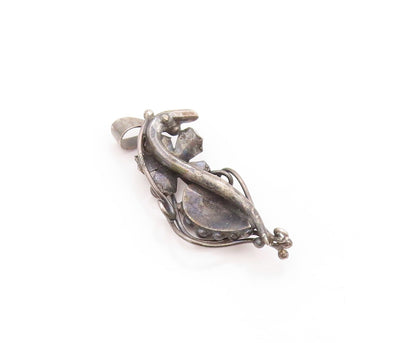 925 Sterling Silver Vintage Pendant Dark Tone Cutout Grape Vine  PT23977