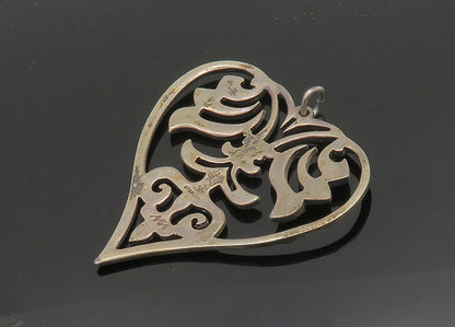 HAND & HAMMER 925 Silver  Vintage Open Design Love Heart Pendant  PT15873