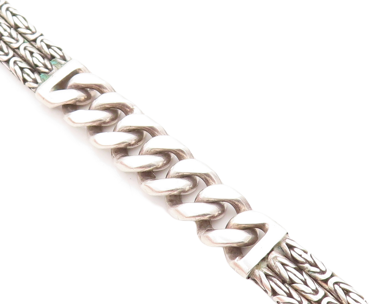 925 Sterling Silver Vintage Antique Byzantine Multi Strand Chain Bracelet BT2492
