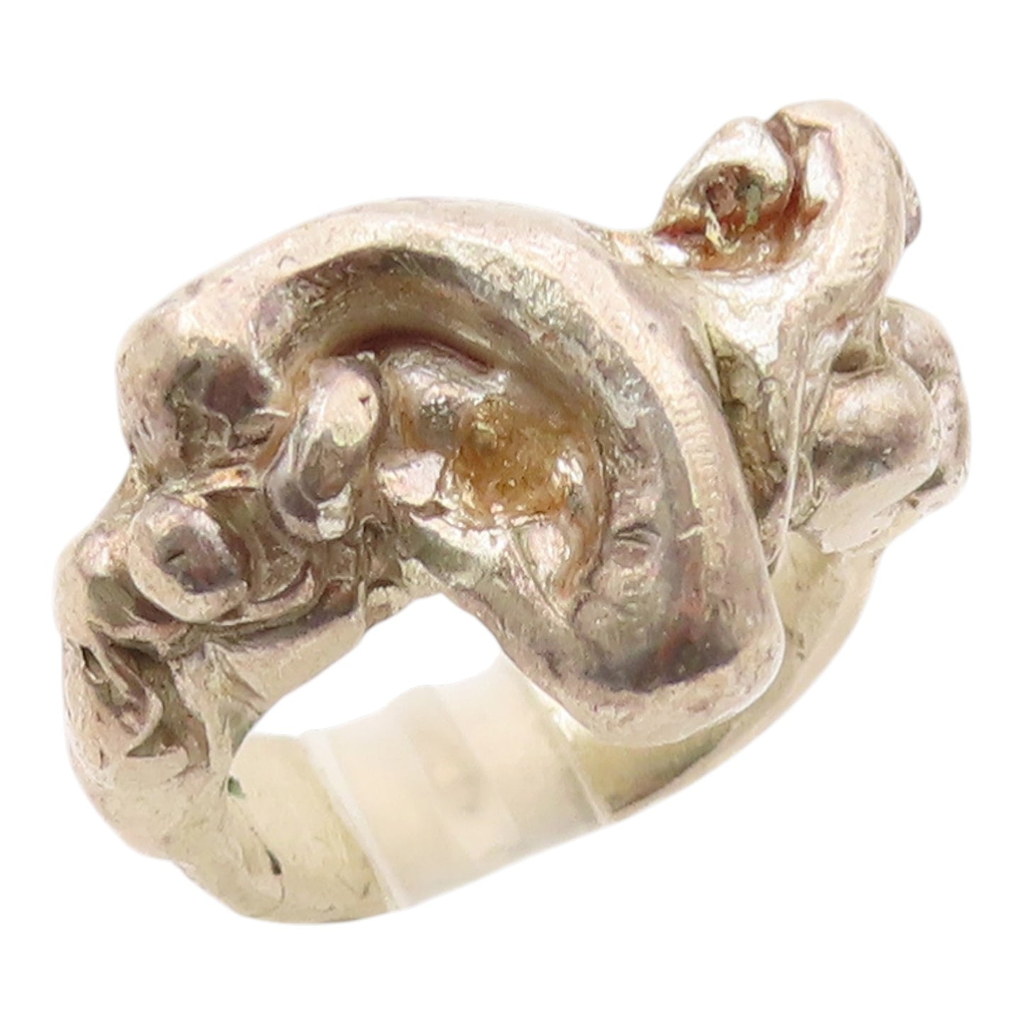 925 Sterling Silver Vintage Ring Brutalist Solid Sculptural Band  Sz 8  RG36327