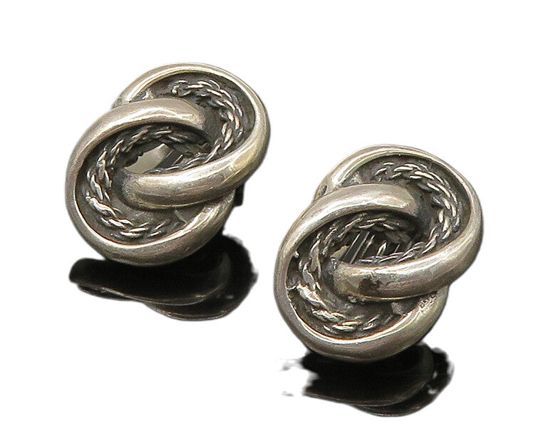 925 Sterling Silver  Vintage Rope Twist Knot Non Pierce Earrings  EG11045