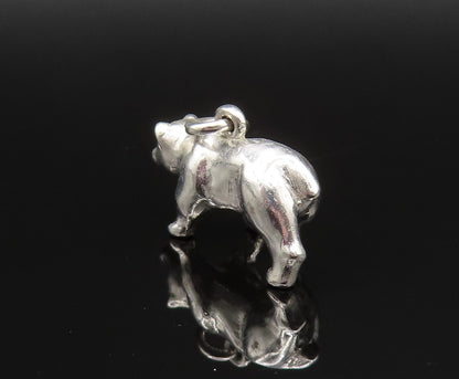 925 Sterling Silver  Vintage Sculpted Polar Bear Charm Pendant  PT20959