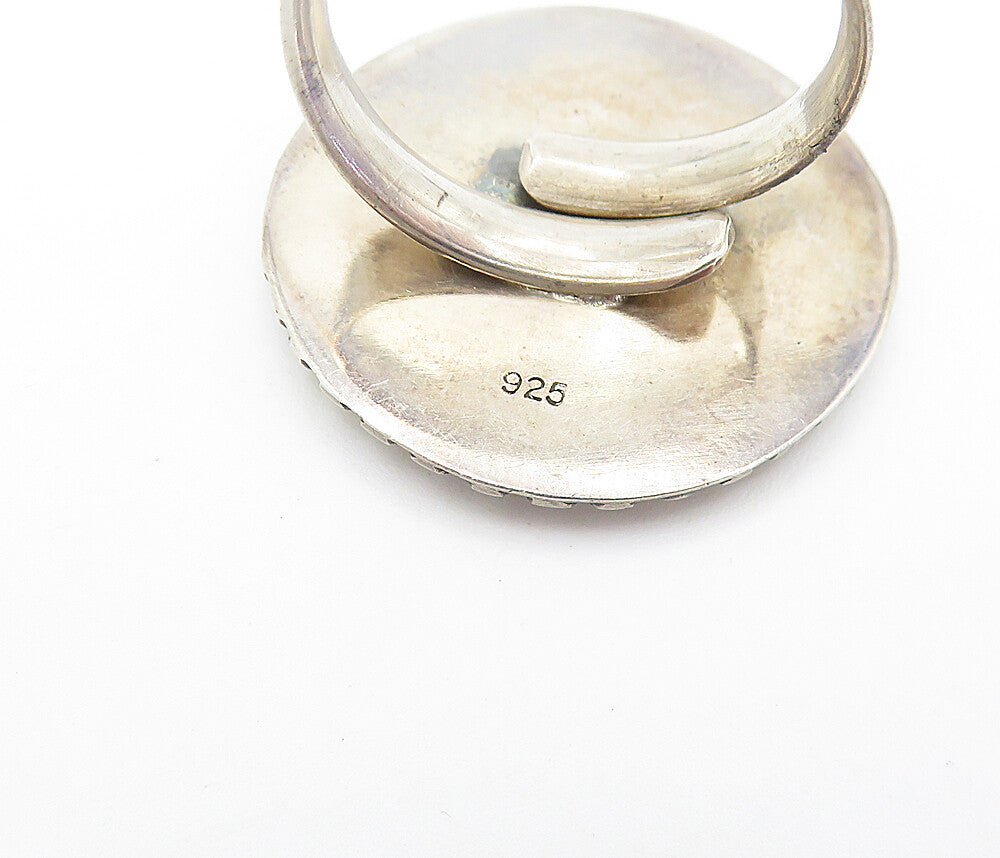 925 Sterling Silver  Vintage Modernist Sculpted Round Band Ring Sz 6.5  RG8099