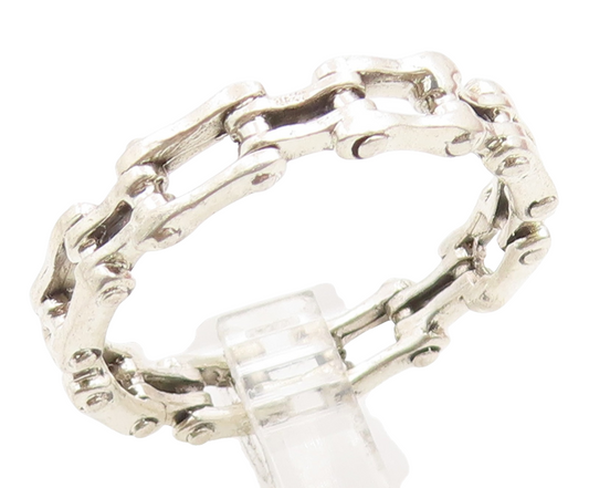 925 Sterling Silver Vintage Ring Modernist Bicycle Chain Band  Sz 14.5  RG36036