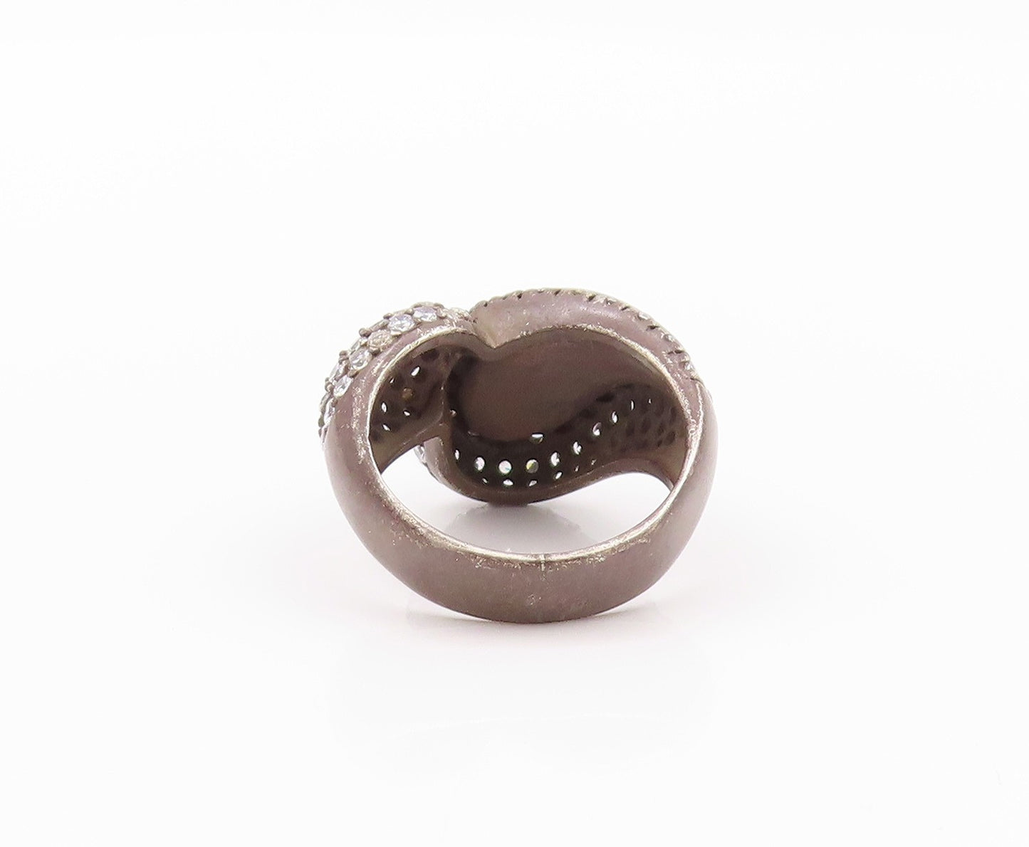 925 Sterling Silver Vintage Ring Dark Tone Onyx Halo CZ Inlay Sz 7  RG32372