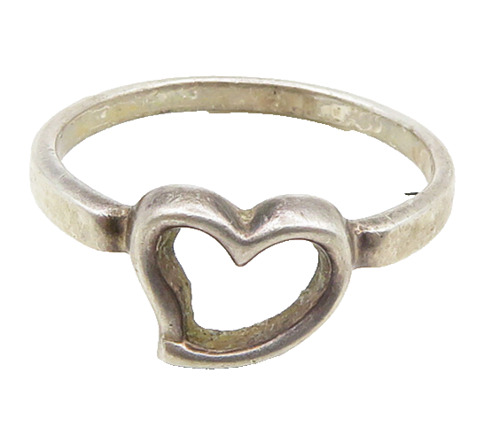925 Sterling Silver  Vintage Open Love Heart Smooth Band Ring Sz 8.5  RG19233