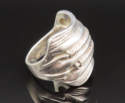 925 Sterling Silver  Vintage Unique Spiral Wire Inward Ring Sz 7.5  RG25433