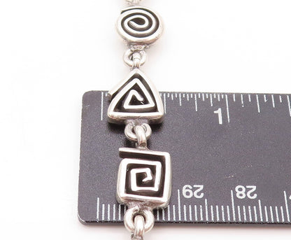 925 Sterling Silver Vintage Bracelet Spiral Square & Triangle Maze Cut  BT11119