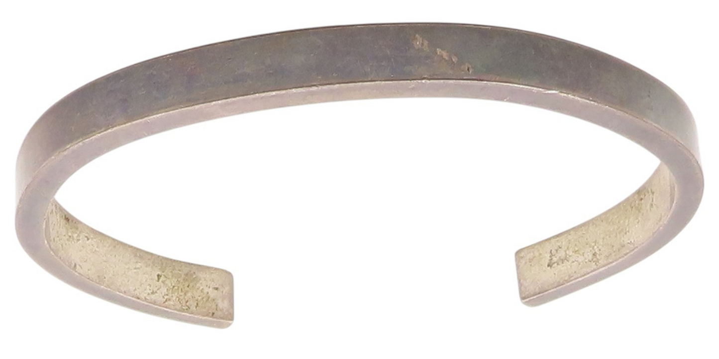 FITCH 925 Silver  Vintage Minimalist Dark Tone Smooth Cuff Bracelet  BT9255