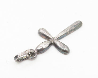 925 Sterling Silver  Vintage Dark Tone Petite Religious Cross Pendant  PT8780