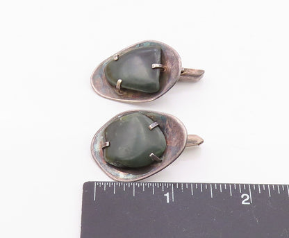 925 Sterling Silver  Vintage Prong Set Jasper Dark Tone Cuff Links  TR1732