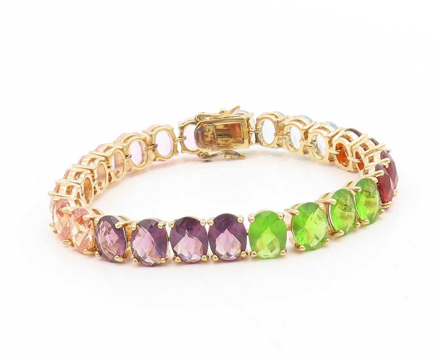 925 Sterling Silver Vintage Bracelet Gold Plated DAVID SIGAL Gemstone  BT11732