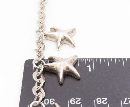 925 Sterling Silver Vintage Bracelet Celestial Dangling Star Charm Link  BT11670