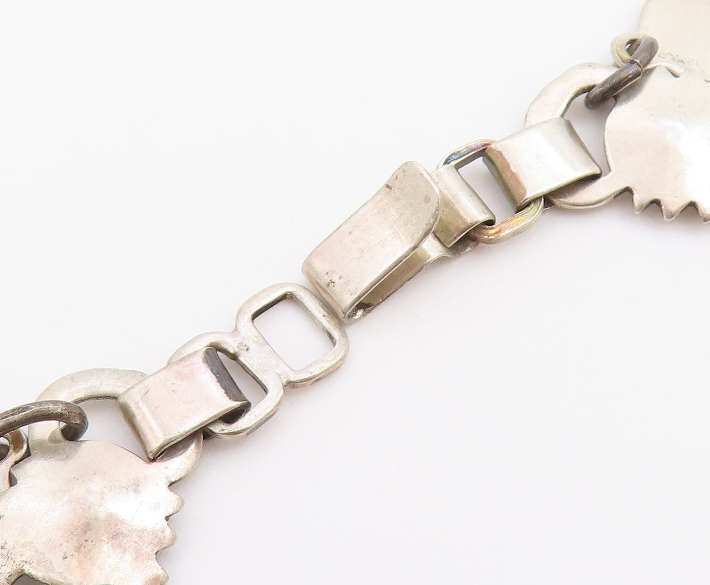 925 Sterling Silver Vintage Bracelet Classic Articulated Geometric Link  BT12208