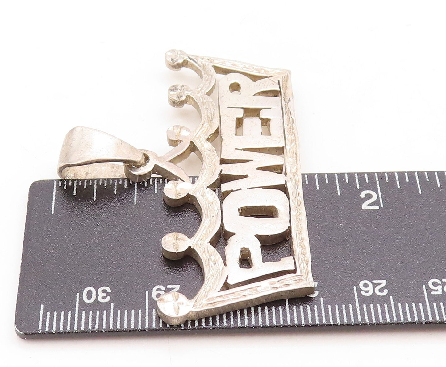 925 Sterling Silver Vintage Pendant Solid Cutout Power Crown  PT23871