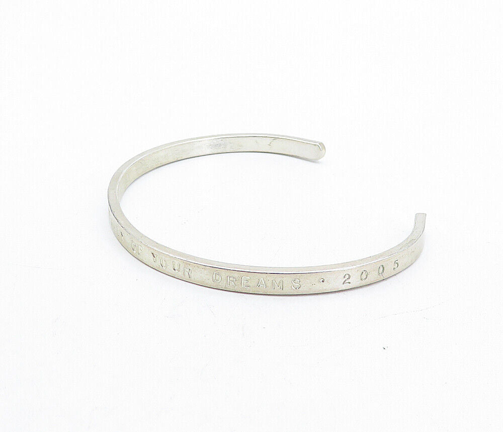 925 Sterling Silver  Believe In Your Dreams Etched Thin Cuff Bracelet  BT1485