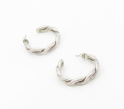 MEXICO 925 Sterling Silver  Vintage Shiny Infinity Twist Hoop Earrings  EG8685