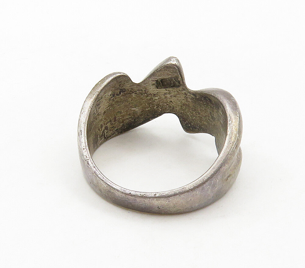 MEXICO 925 Sterling Silver  Vintage Dark Tone Smooth Band Ring Sz 7.5  RG15857
