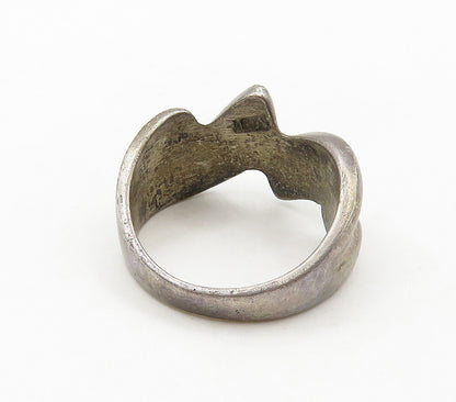 MEXICO 925 Sterling Silver  Vintage Dark Tone Smooth Band Ring Sz 7.5  RG15857