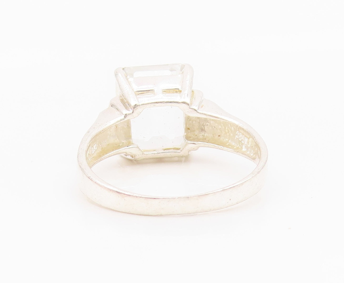 925 Sterling Silver Vintage Ring Minimalist Step Cut Rectangle CZ  Sz 10 RG33039