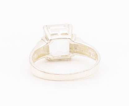 925 Sterling Silver Vintage Ring Minimalist Step Cut Rectangle CZ  Sz 10 RG33039