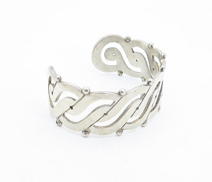 PRIETO 925 Sterling Silver Vintage Open Swirl Design Cuff Bracelet BT2777
