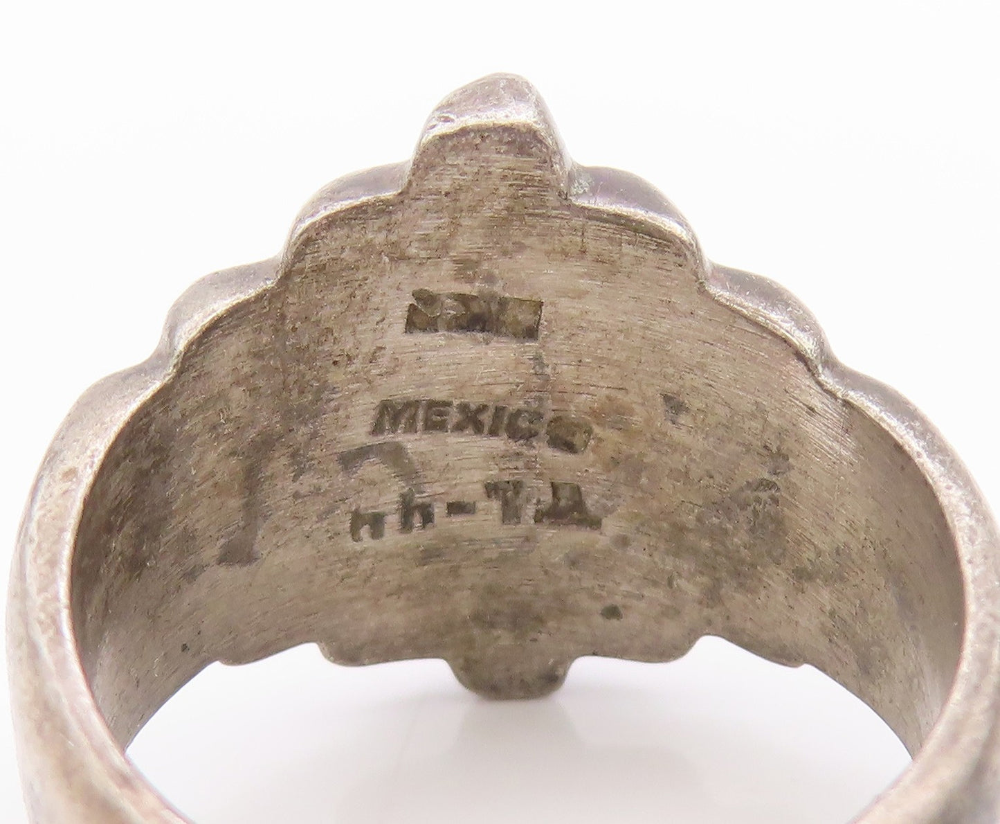 925 Sterling Silver Vintage Ring MEXICO Antique Rod Design Etched  Sz 9  RG33342