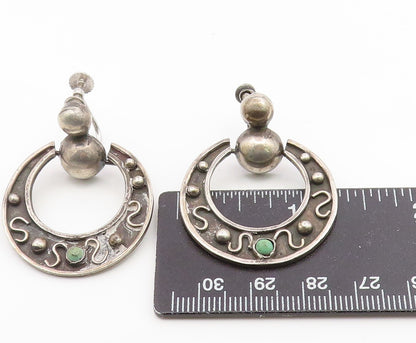 925 Sterling Silver Vintage Earrings MEXICO Turquoise Screw Back Drop  EG14189