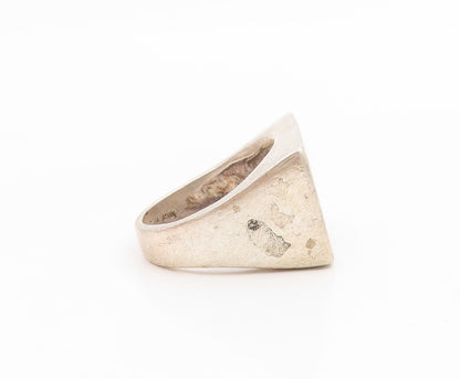 925 Sterling Silver Vintage Ring Bold Geometric Rectangle Signet Sz 7.5 RG36008