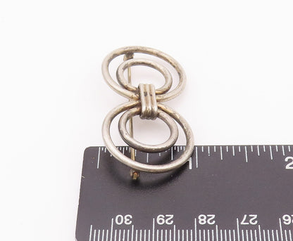 925 Sterling Silver Vintage Brooch Pin Brutalist Symmetric Circles  BP10760