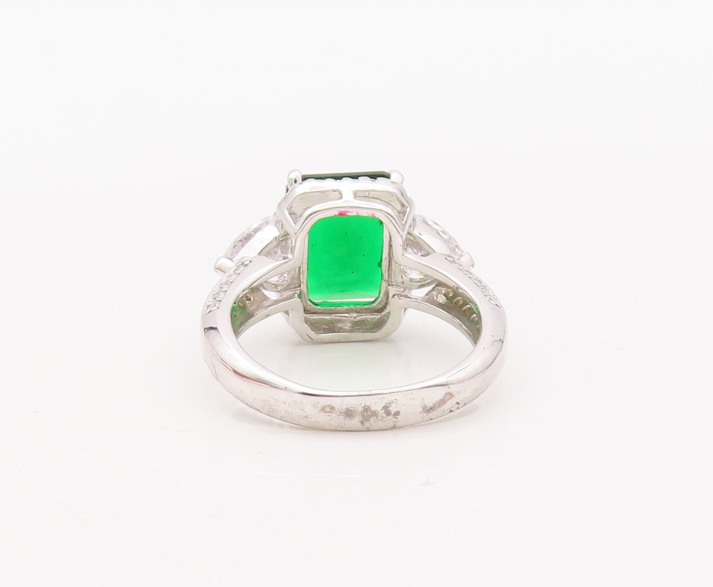925 Sterling Silver Vintage Ring Designer Rectangle 2 Tone Topaz  Sz 7  RG29308