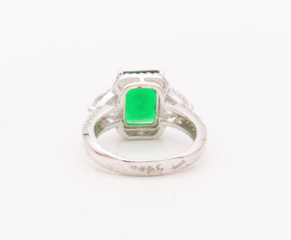 925 Sterling Silver Vintage Ring Designer Rectangle 2 Tone Topaz  Sz 7  RG29308