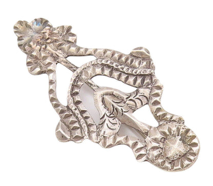 925 Sterling Silver Vintage Brooch Pin Dented Carved Trible Design  BP10937