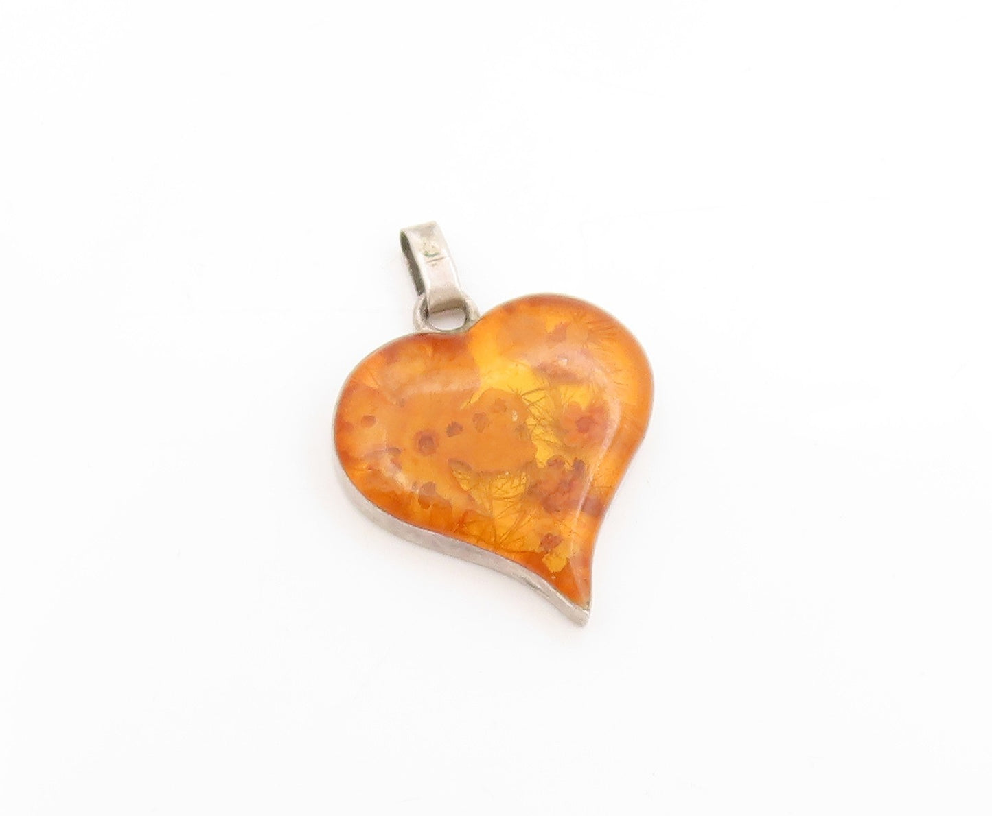 925 Sterling Silver Vintage Pendant Pressed Floral Love Heart Design  PT25073