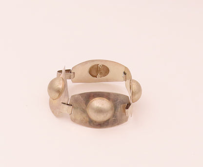 EUROPE 925 Silver  Vintage Rectangle Plate With Mounted Dome Bracelet BT9826