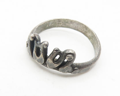 925 Sterling Silver  Vintage Oxidized Hammered Detail Band Ring Sz 7  RG10913