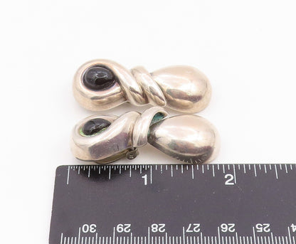 925 Sterling Silver Vintage Earrings ZINA Black Onyx Modernist Clip On  EG14254