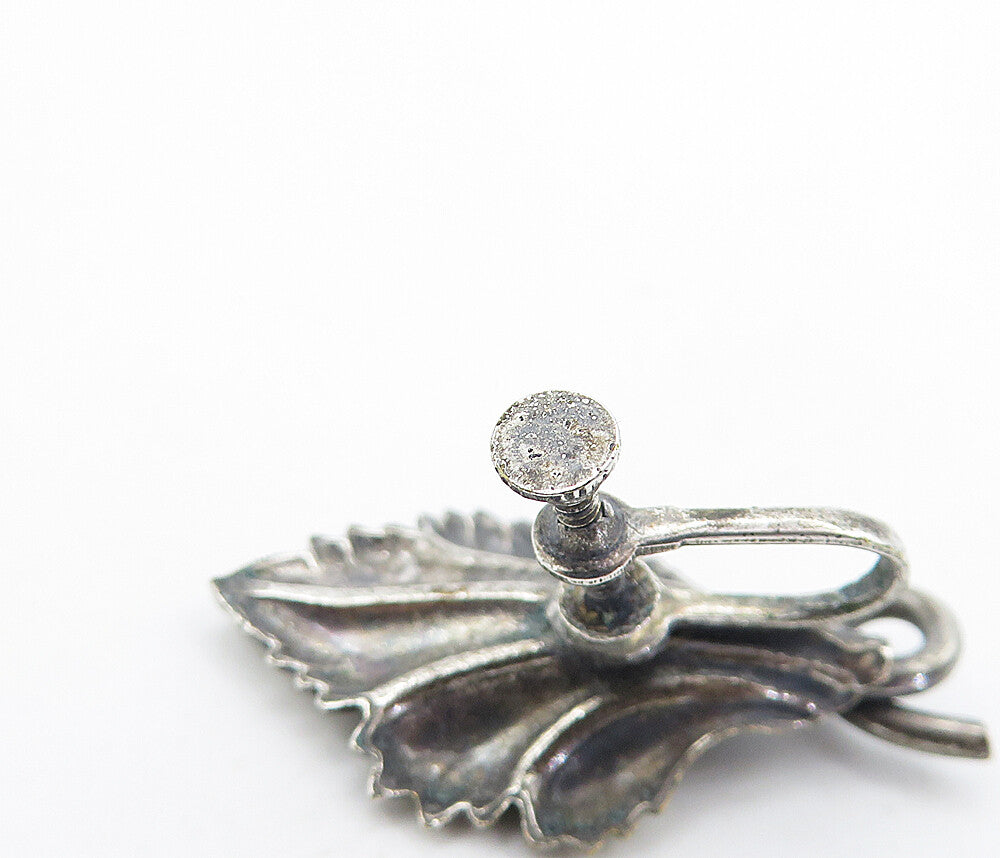 925 Sterling Silver  Vintage Dark Tone Flower Non Pierce Earrings  EG3055