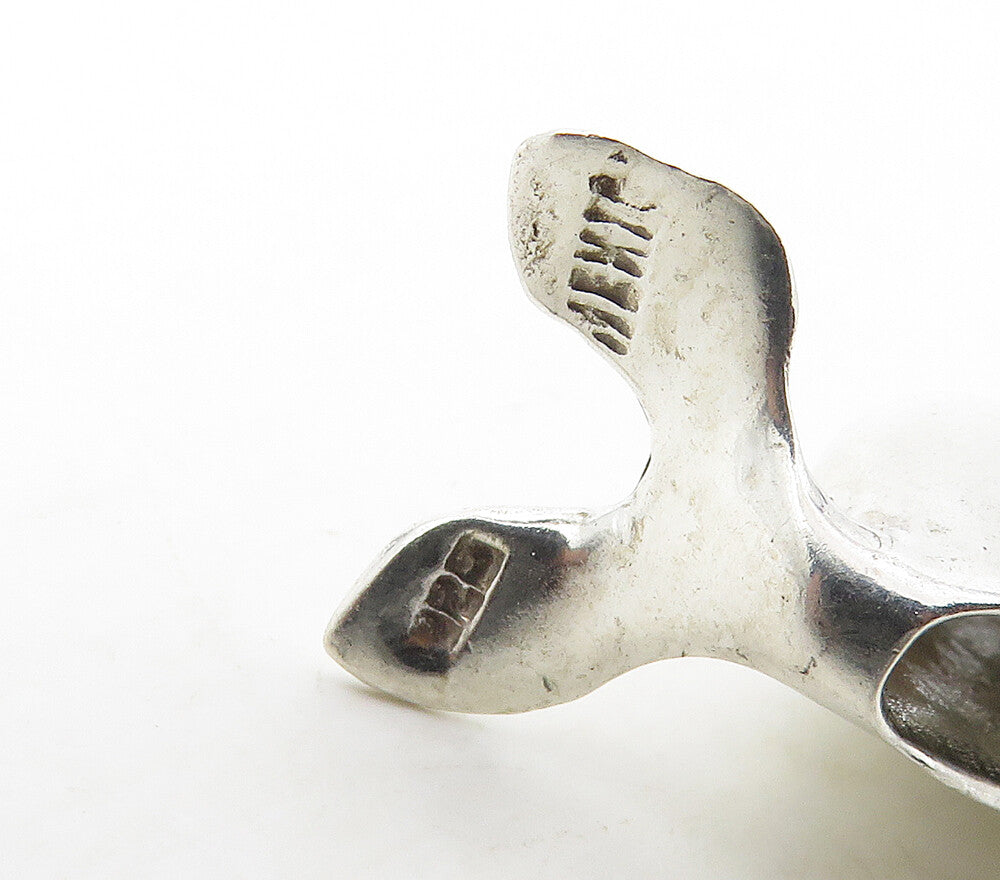 925 Sterling Silver  Vintage Shiny Polished Whale Motif Pendant  PT13349