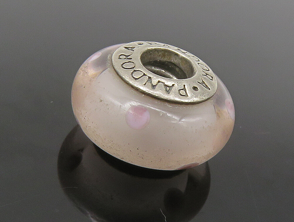 PANDORA 925 Silver  Vintage Love Heart Murano Glass Slide Pendant  PT19840