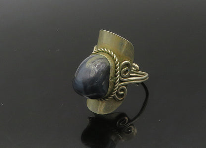 925 Sterling Silver  Vintage Agate Adjustable Cocktail Ring Sz 9  RG22463