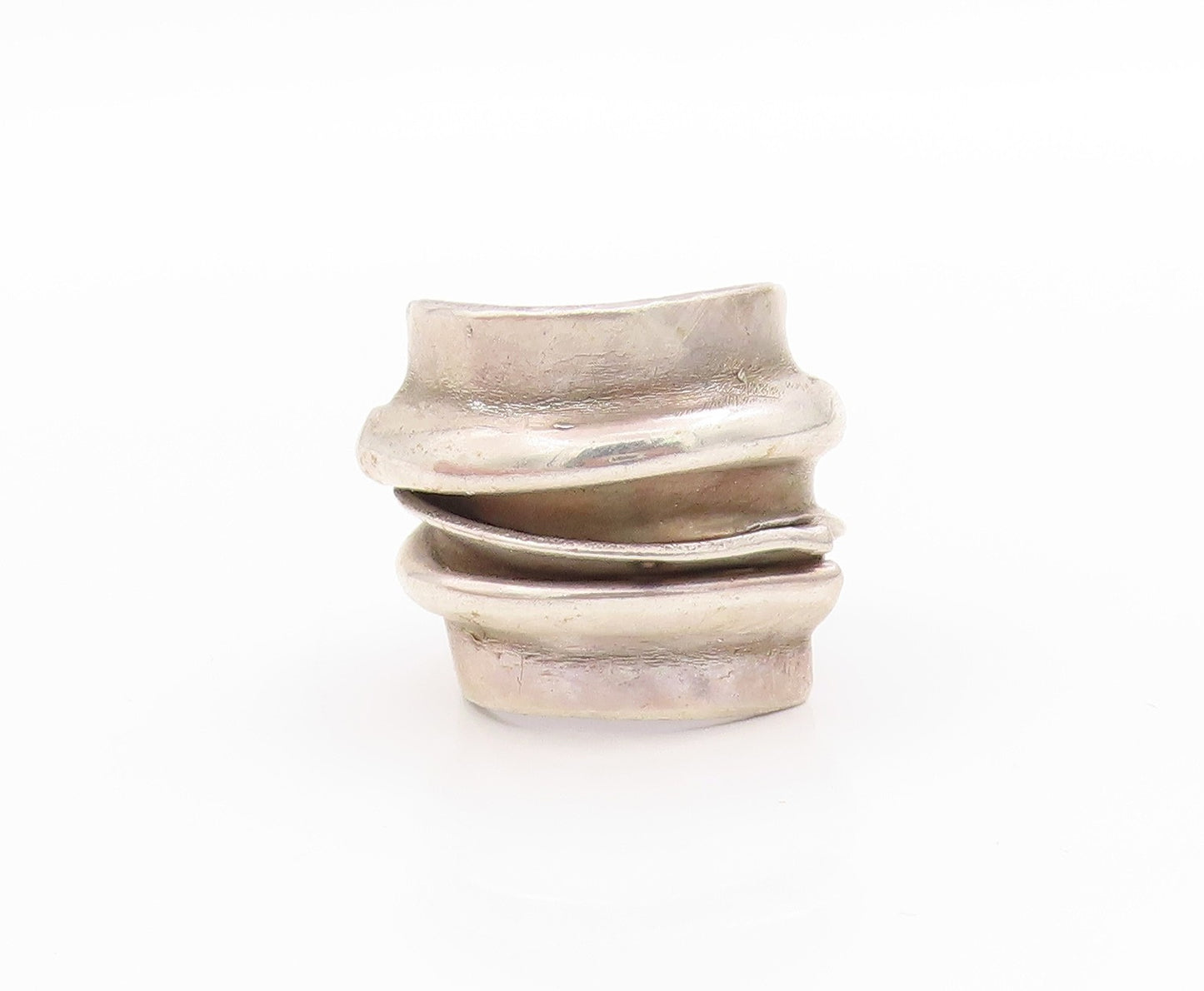 925 Sterling Silver Vintage Ring Solid Twisted Ripple Wavy Band  Sz 6.5  RG33470